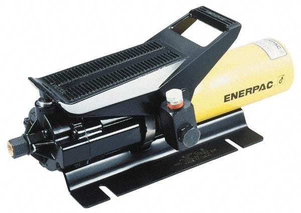 Enerpac - 10,000 psi Air-Hydraulic Pump & Jack - 72 Cu In Oil Capacity, Use with Single Acting Cylinders, Advance, Hold & Retract - Benchmark Tooling