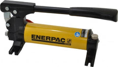 Enerpac - 1" Piston Stroke, 1/2" Piston Diam, 0.15 Cu In per Stroke, 22 Cu In Reservoir Capacity, Manual Hydraulic Pump - 2,850 psi, 34 Lbs. Max Handle Effort, 1 Stage - Benchmark Tooling