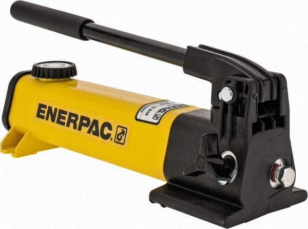 Enerpac - 1/2" Piston Stroke, 3/8" Diam, 0.055" Cu In per Stroke, 20 Cu In Reservoir Capacity, Manual Hydraulic Pump - 10,000 psi, 72 Lbs. Max Handle Effort - Benchmark Tooling