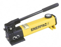 Enerpac - 1" Piston Stroke, 7/16" Diam, 0.151 Cu In per Stroke, 55 Cu In Reservoir Capacity, Manual Hydraulic Pump - 10,000 psi, 72 Lbs. Max Handle Effort - Benchmark Tooling