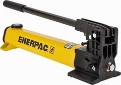 Enerpac - 1" Piston Stroke, 0.94" Diam, 0.687, 0.151" Cu In per Stroke, 55 Cu In Reservoir Capacity, Manual Hydraulic Pump - 10,000 psi, 93 Lbs. Max Handle Effort - Benchmark Tooling