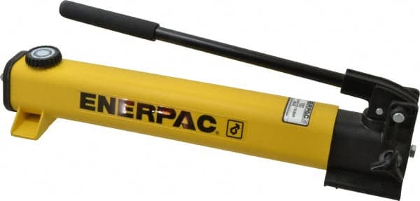 Enerpac - 1/2" Piston Stroke, 3/4" Diam, 0.221, 0.055" Cu In per Stroke, 55 Cu In Reservoir Capacity, Manual Hydraulic Pump - 10,000 psi, 63 Lbs. Max Handle Effort - Benchmark Tooling