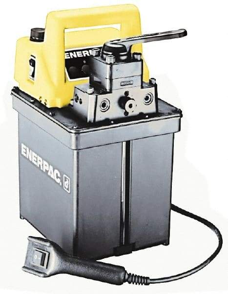 Enerpac - 10,000 psi Electric Hydraulic Pump & Jack - 0.5 Gal Oil Capacity, 4-Way, 3 Position Valve, Use with Double Acting Cylinders, Advance, Hold & Retract - Benchmark Tooling