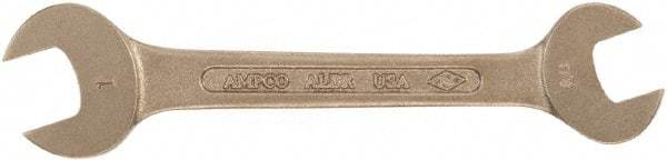 Ampco - 14mm x 17mm Nonsparking Open End Wrench - 6-1/2" OAL, Double End, Plain Finish - Benchmark Tooling