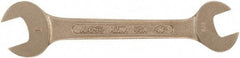 Ampco - 7mm x 8mm Nonsparking Open End Wrench - 4" OAL, Double End, Plain Finish - Benchmark Tooling