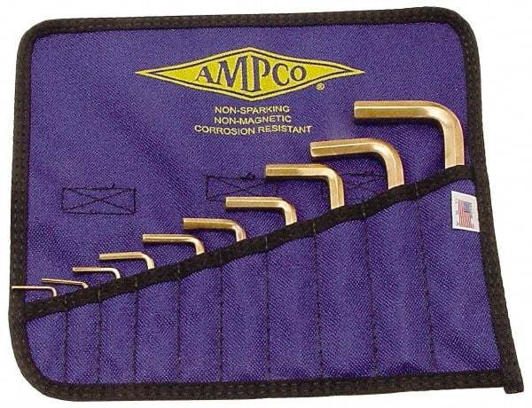 Ampco - 10 Piece L-Key Hex Key Set - Hex Range 1/16 to 3/8", Beryllium Copper - Benchmark Tooling