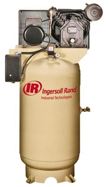 Ingersoll-Rand - 7.5 hp, 80 Gal Stationary Electric Vertical Air Compressor - Single Phase, 175 Max psi, 24 CFM, 230 Volt - Benchmark Tooling