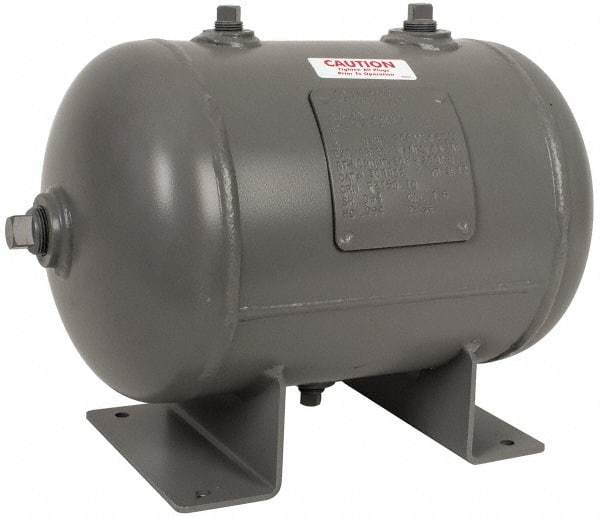 Made in USA - 4.7 Gallon, 200 Max psi Universal Horizontal Tank - 3/4" Inlet, 16" Tank Length x 10" Tank Diam - Benchmark Tooling