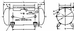 Made in USA - 120 Gallon, 200 Max psi Horizontal Tank with Plate - 2" Inlet, 69" Tank Length x 24" Tank Diam - Benchmark Tooling