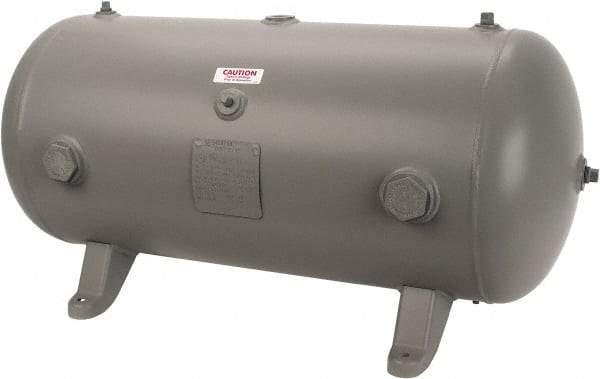 Made in USA - 30 Gallon, 200 Max psi Horizontal Tank - 1-1/2" Inlet, 38" Tank Length x 16" Tank Diam - Benchmark Tooling