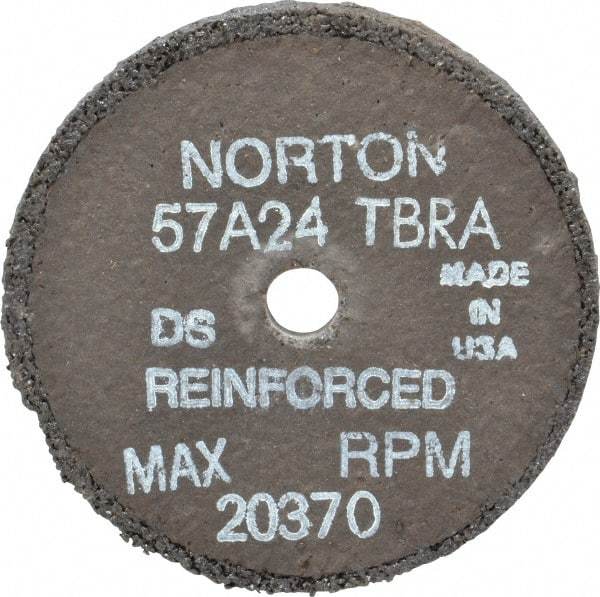 Norton - 3" Diam x 3/8" Hole x 1/4" Thick, T Hardness, 24 Grit Surface Grinding Wheel - Aluminum Oxide, Type 1, Very Coarse Grade, 20,370 Max RPM, No Recess - Benchmark Tooling