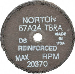 Norton - 3" Diam x 3/8" Hole x 1/4" Thick, T Hardness, 24 Grit Surface Grinding Wheel - Aluminum Oxide, Type 1, Very Coarse Grade, 20,370 Max RPM, No Recess - Benchmark Tooling