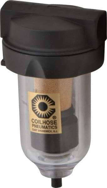 Coilhose Pneumatics - 3/8" Port, 5" High, FRL Filter with Polycarbonate Bowl & Automatic Drain - 150 Max psi, 120°F Max, 4 oz Bowl Capacity - Benchmark Tooling