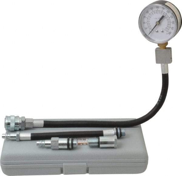 Value Collection - 12" Hose Length, 0 to 300 psi, Mechanical Automotive Compression Tester - 5 Lb Graduation, Steel - Benchmark Tooling