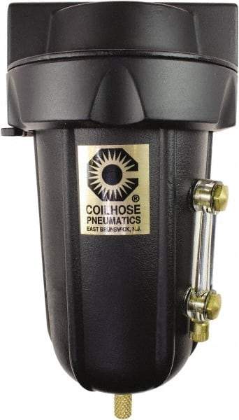 Coilhose Pneumatics - 1/4" Port Coalescing Filter - Aluminum Bowl, 0.1 Micron Rating, 5-5/8" High - Benchmark Tooling