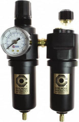 Coilhose Pneumatics - 3/8" NPT Port Compact 2 Piece Filter/Regulator-Lubricator FRL Unit - Zinc Bowl, 65 SCFM, 250 Max psi, 8" High, Automatic Drain - Benchmark Tooling