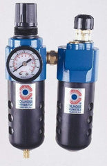 Coilhose Pneumatics - 1/2" NPT Port Standard 2 Piece Filter/Regulator-Lubricator FRL Unit - Metal Bowl, 127 SCFM, 250 Max psi, 10.5" High, Manual Drain - Benchmark Tooling