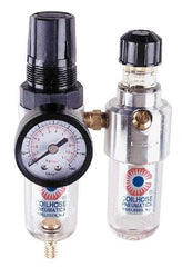 Coilhose Pneumatics - 1/4" NPT Port Miniature 2 Piece Filter/Regulator-Lubricator FRL Unit - Polycarbonate Bowl, 25 SCFM, 150 Max psi, 6" High, Manual Drain - Benchmark Tooling