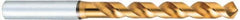 OSG - 5.39mm 120° Vanadium High Speed Steel Jobber Drill - TiN Finish, Right Hand Cut, Spiral Flute, Straight Shank, 101mm OAL, Standard Point - Benchmark Tooling