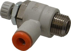 SMC PNEUMATICS - 5/32" Tube OD x 1/8" Male NPT Flow Control Elbow Valve - Meter Out - Benchmark Tooling