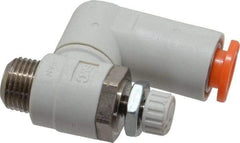 SMC PNEUMATICS - 1/4" Tube OD x 1/8" Male NPT Flow Control Offset Inline Valve - Meter Out - Benchmark Tooling