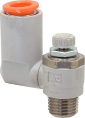 SMC PNEUMATICS - 3/8" Tube OD x 1/4" Male NPT Flow Control Offset Inline Valve - Meter Out - Benchmark Tooling