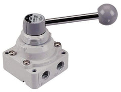 SMC PNEUMATICS - 1/2" NPT Rotary Hand Air Valve - 3 Position, 3.1 CV Rate, 150 Max psi & 140°F Max Temp - Benchmark Tooling