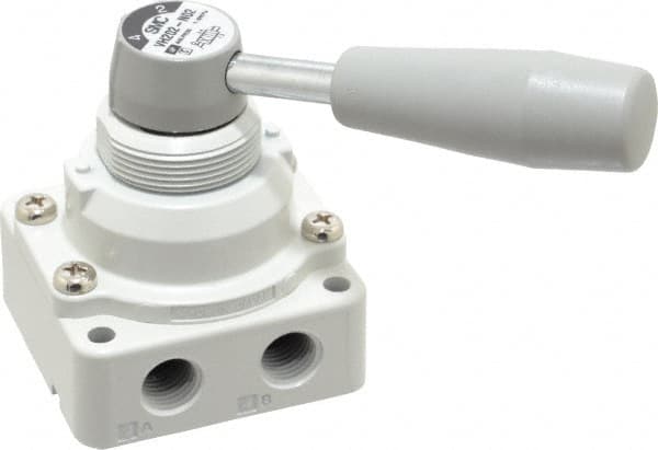 SMC PNEUMATICS - 1/4" NPT Rotary Hand Air Valve - 2 Position, 0.4 CV Rate, 150 Max psi & 140°F Max Temp - Benchmark Tooling