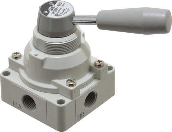 SMC PNEUMATICS - 3/8" NPT Rotary Hand Air Valve - 2 Position, 1.1 CV Rate, 150 Max psi & 140°F Max Temp - Benchmark Tooling