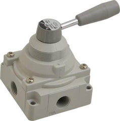 SMC PNEUMATICS - 1/2" NPT Rotary Hand Air Valve - 2 Position, 3.1 CV Rate, 150 Max psi & 140°F Max Temp - Benchmark Tooling