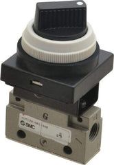 SMC PNEUMATICS - 0.14 CV Rate, 1/8" NPT Inlet Mechanical Valve - 2 Way, 2 Ports, Selector 90° Turn - Benchmark Tooling