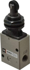 SMC PNEUMATICS - 1.00 CV Rate, 1/4" NPT Inlet Mechanical Valve - 2 Way, 2 Ports, Roller Plunger Inline - Benchmark Tooling