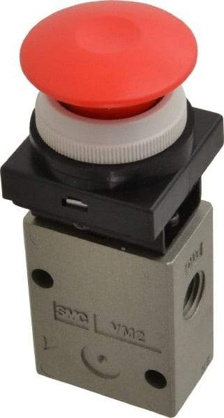 SMC PNEUMATICS - 1.00 CV Rate, 1/4" NPT Inlet Mechanical Valve - 2 Way, 2 Ports - Benchmark Tooling