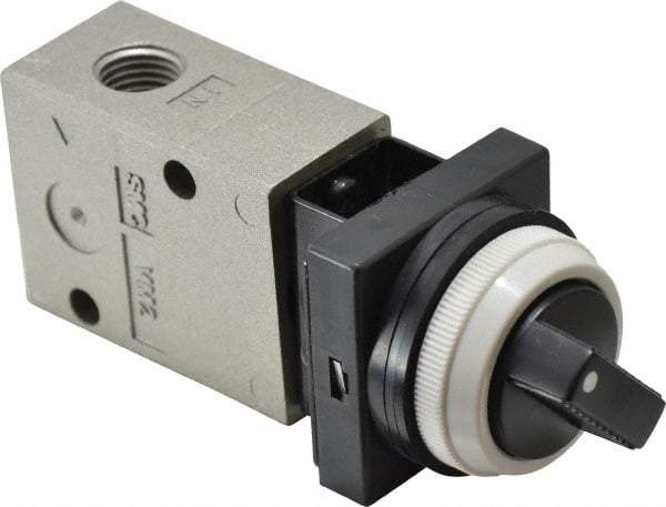 SMC PNEUMATICS - 1.00 CV Rate, 1/4" NPT Inlet Mechanical Valve - 2 Way, 2 Ports - Benchmark Tooling