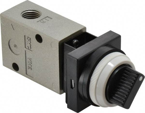 SMC PNEUMATICS - 1.00 CV Rate, 1/4" NPT Inlet Mechanical Valve - 3 Way, 2 Ports - Benchmark Tooling