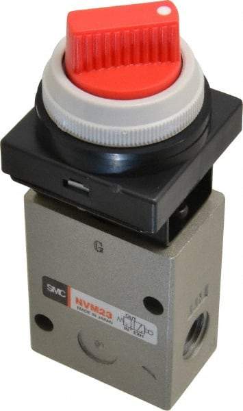 SMC PNEUMATICS - 1.00 CV Rate, 1/4" NPT Inlet Mechanical Valve - 3 Way, 2 Ports - Benchmark Tooling