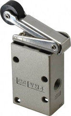 SMC PNEUMATICS - 0.38 CV Rate, 1/4" NPT Inlet Mechanical Valve - 3 Way, 3 Ports, Roller Lever - Benchmark Tooling