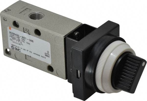 SMC PNEUMATICS - 0.38 CV Rate, 1/4" NPT Inlet Mechanical Valve - 3 Way, 3 Ports - Benchmark Tooling