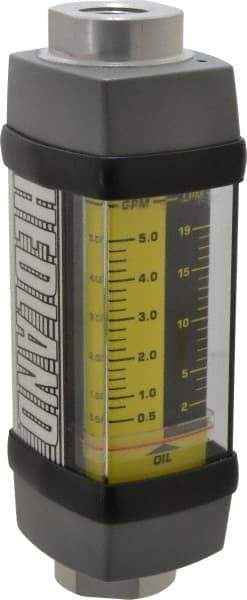 Hedland - 1/2" NPTF Port Oil & Petroleum-Based Liquid Flowmeter - 3000 Max psi, 0.5 to 5 GPM, Anodized Aluminum - Benchmark Tooling