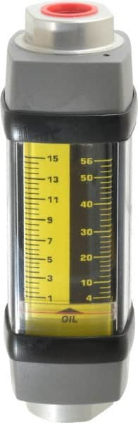 Hedland - 1/2" NPTF Port Oil & Petroleum-Based Liquid Flowmeter - 3000 Max psi, 1 to 15 GPM, Anodized Aluminum - Benchmark Tooling