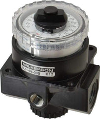 Wilkerson - 1/2 NPT Port, 195 CFM, Zinc Dial Air Regulator - 5 to 160 psi Range, 300 Max psi Supply Pressure, 1/4" Gauge Port Thread, 3.2" Wide x 4.19" High - Benchmark Tooling