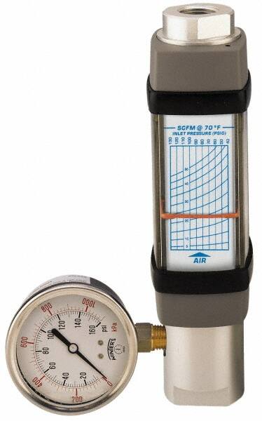 Hedland - 3/4" NPTF Port Compressed Air & Gas Flowmeter - 600 Max psi, 25 SCFM, Anodized Aluminum - Benchmark Tooling