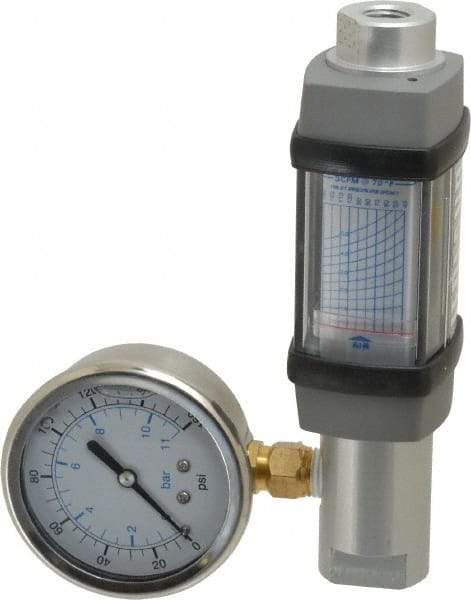 Hedland - 1/4" NPTF Port Compressed Air & Gas Flowmeter - 600 Max psi, 5 SCFM, Anodized Aluminum - Benchmark Tooling