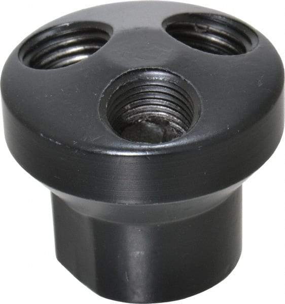 Value Collection - 1/4" Inlet, 1/4" Outlet Manifold - 1-1/2" Long x 1-1/2" Wide 1-1/2" High, 5/8" Mount Hole, 1 Inlet Port, 3 Outlet Ports - Benchmark Tooling