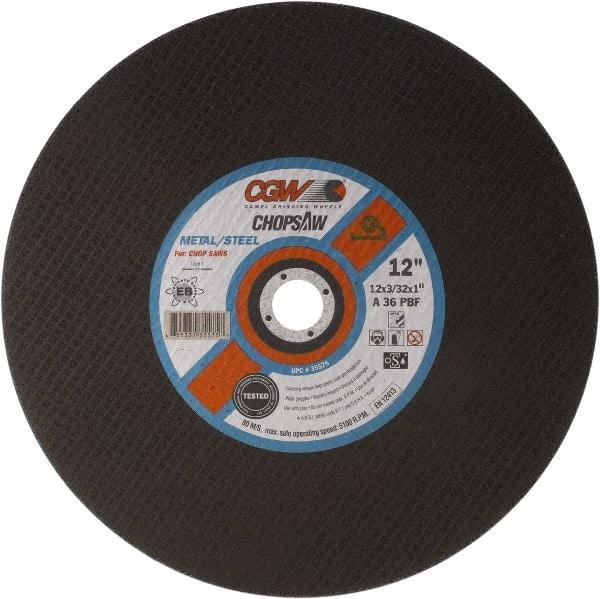 Camel Grinding Wheels - 16" 36 Grit Aluminum Oxide Cutoff Wheel - 3/32" Thick, 1" Arbor, 3,820 Max RPM - Benchmark Tooling