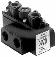 ARO/Ingersoll-Rand - 1/4" Inlet x 1/4" Outlet, Pilot Actuator, Pilot Return, 3 Position, Body Ported Solenoid Air Valve - 54 CFM, 1.5 CV, 4 Way, 150 psi, 2-15/16" Long x 1-15/16" Wide x 1-13/16" High, 0 to 180°F - Benchmark Tooling