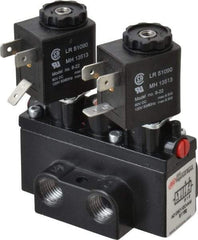 ARO/Ingersoll-Rand - 1/4" Inlet x 1/4" Outlet, Solenoid Actuator, Solenoid Return, 2 Position, Body Ported Solenoid Air Valve - 120 VAC Input, 54 CFM, 1.5 CV, 4 Way, 150 psi, 3-31/32" Long x 1-15/16" Wide x 3-1/4" High, 0 to 180°F - Benchmark Tooling