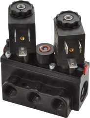 ARO/Ingersoll-Rand - 1/4" Inlet x 1/4" Outlet, Solenoid Actuator, Solenoid Return, 3 Position, Body Ported Solenoid Air Valve - 120 VAC Input, 32 CFM, 0.9 CV, 4 Way, 150 psi, 2-15/16" Long x 1-15/16" Wide x 1-13/16" High, 0 to 180°F - Benchmark Tooling