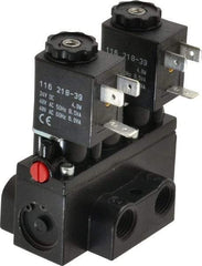 ARO/Ingersoll-Rand - 1/4" Inlet x 1/4" Outlet, Solenoid Actuator, Solenoid Return, 3 Position, Body Ported Solenoid Air Valve - 24 VDC Input, 32 CFM, 0.9 CV, 4 Way, 150 psi, 2-15/16" Long x 1-15/16" Wide x 1-13/16" High, 0 to 180°F - Benchmark Tooling