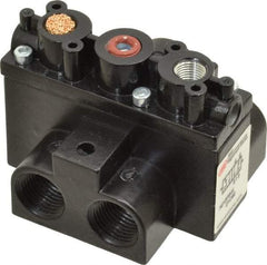 ARO/Ingersoll-Rand - 3/8" Inlet x 3/8" Outlet, Pilot Actuator, Spring Return, 2 Position, Body Ported Solenoid Air Valve - 63 CFM, 1.7 CV, 4 Way, 150 psi, 3-1/2" Long x '2-1/2" Wide x 3-5/8" High, 0 to 180°F - Benchmark Tooling